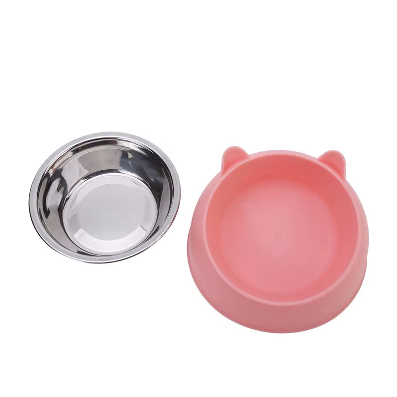 Stainless Steel Inclined Cat Feeding Bowls - Set of 1/2/5 for Kittens and Puppies