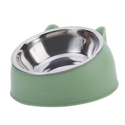 Stainless Steel Inclined Cat Feeding Bowls - Set of 1/2/5 for Kittens and Puppies