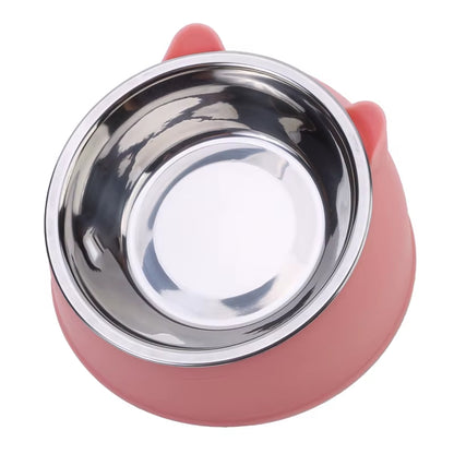 Stainless Steel Inclined Cat Feeding Bowls - Set of 1/2/5 for Kittens and Puppies
