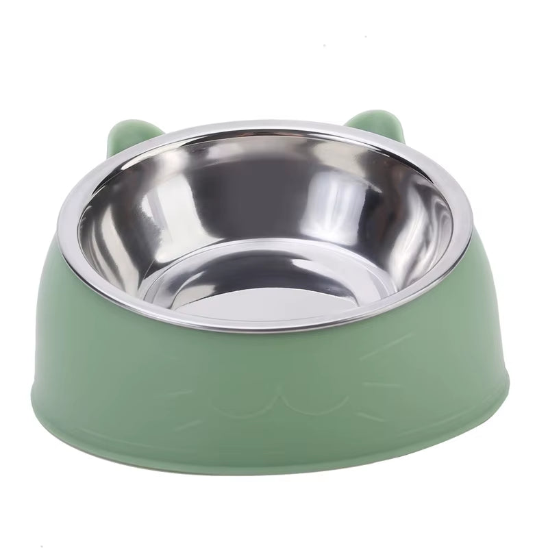 Stainless Steel Inclined Cat Feeding Bowls - Set of 1/2/5 for Kittens and Puppies