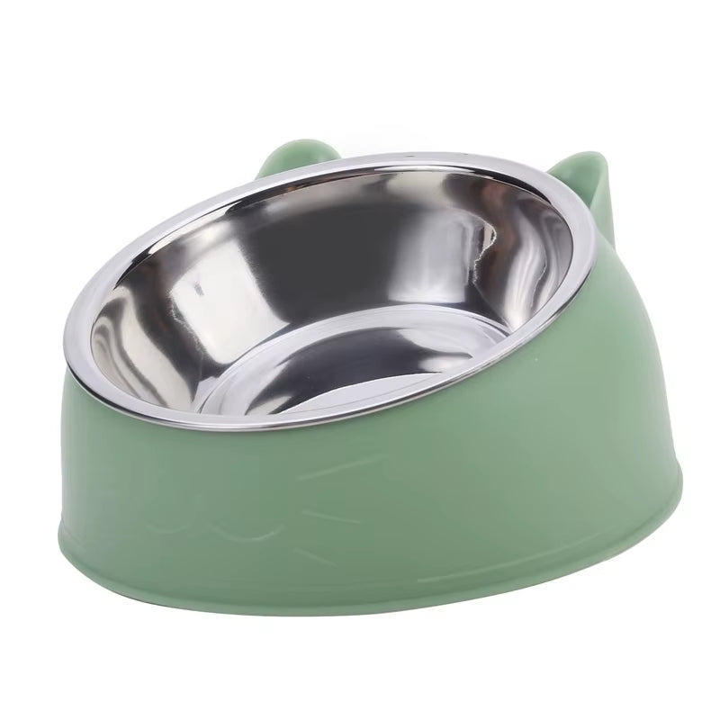 Stainless Steel Inclined Cat Feeding Bowls - Set of 1/2/5 for Kittens and Puppies