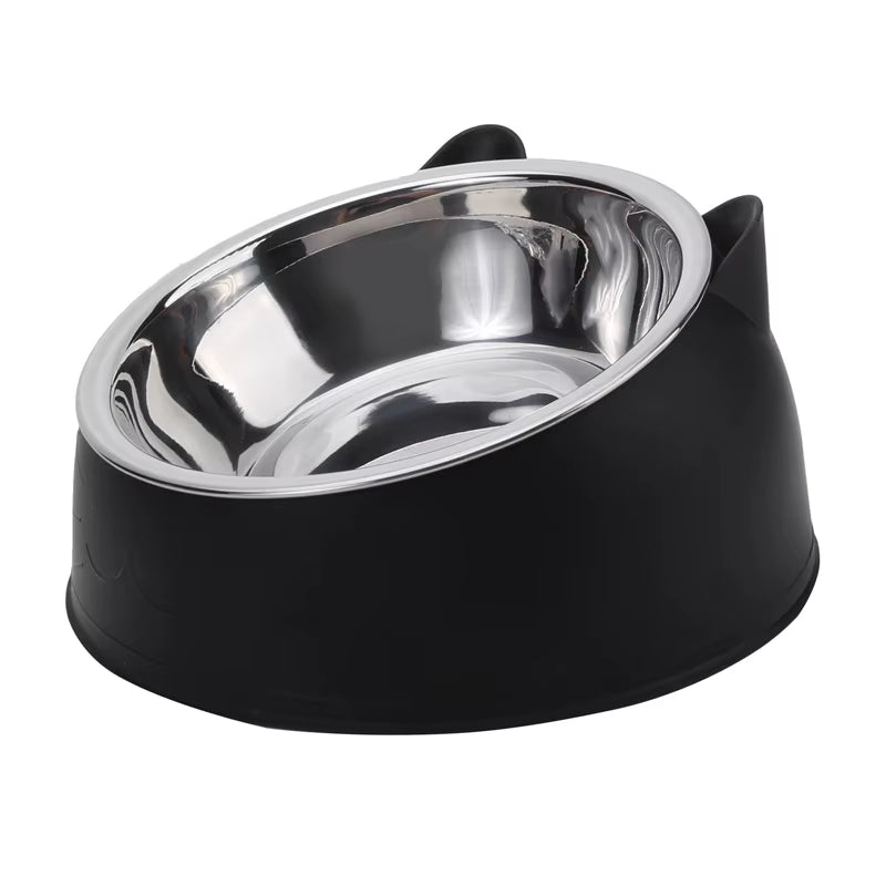 Stainless Steel Inclined Cat Feeding Bowls - Set of 1/2/5 for Kittens and Puppies