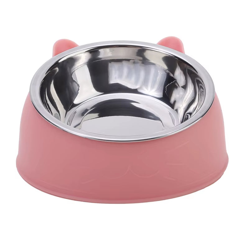 Stainless Steel Inclined Cat Feeding Bowls - Set of 1/2/5 for Kittens and Puppies