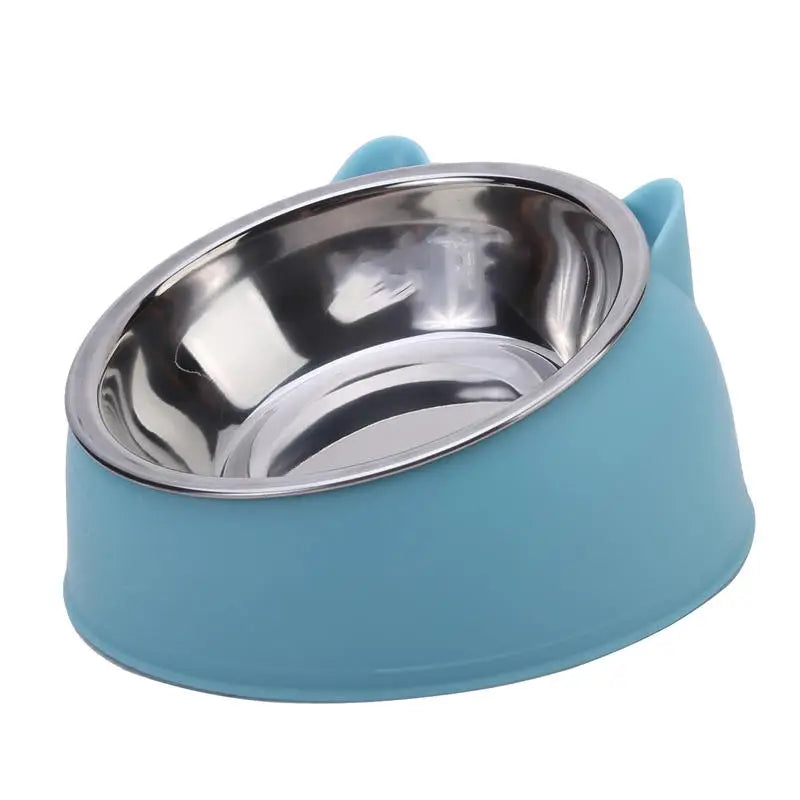 Stainless Steel Inclined Cat Feeding Bowls - Set of 1/2/5 for Kittens and Puppies