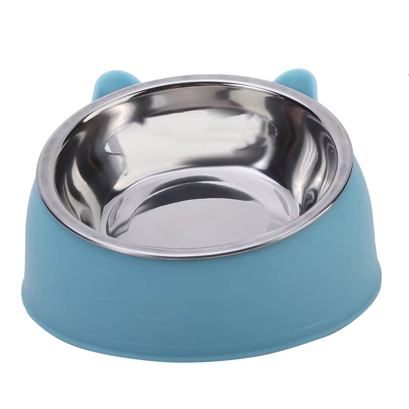 Stainless Steel Inclined Cat Feeding Bowls - Set of 1/2/5 for Kittens and Puppies