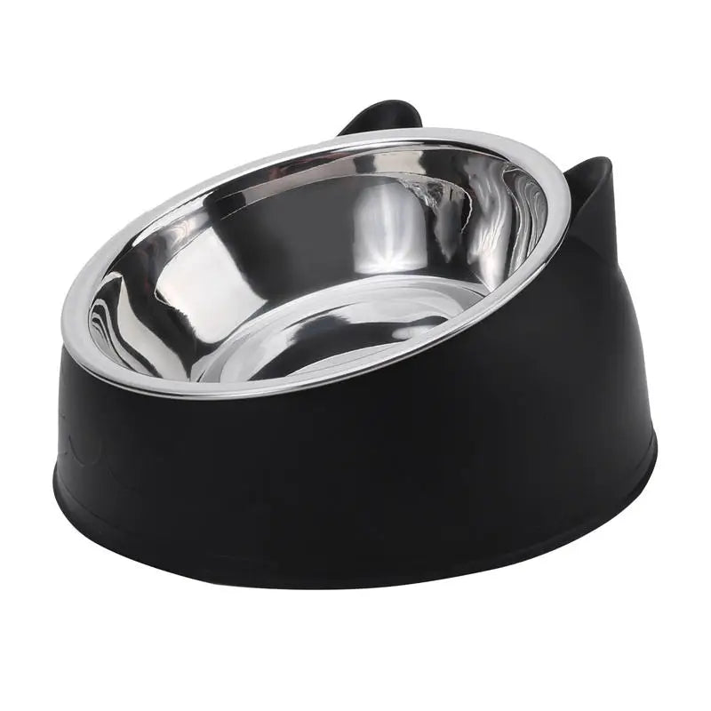 Stainless Steel Inclined Cat Feeding Bowls - Set of 1/2/5 for Kittens and Puppies