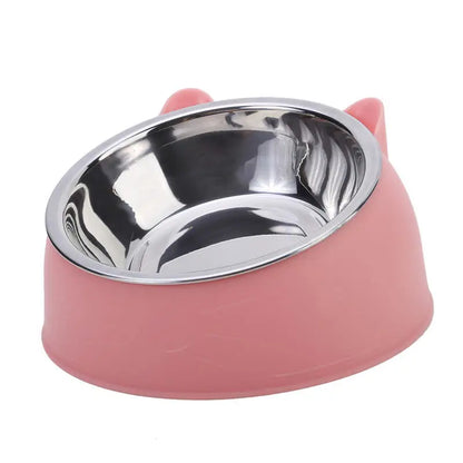 Stainless Steel Inclined Cat Feeding Bowls - Set of 1/2/5 for Kittens and Puppies